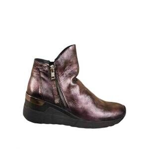NEW ERIC MICHAEL women's nancy leather wedge boot in bordo